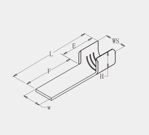 Dibujos técnicos de terminales de cuchilla sin aislamiento serie KB-01