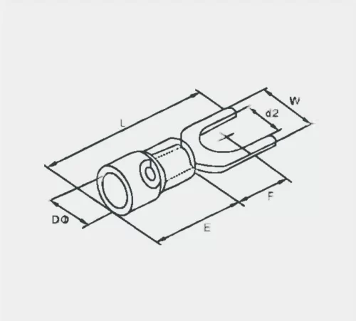 Insulated Spade Surface Tinned Copper Fork Terminal Technical drawings